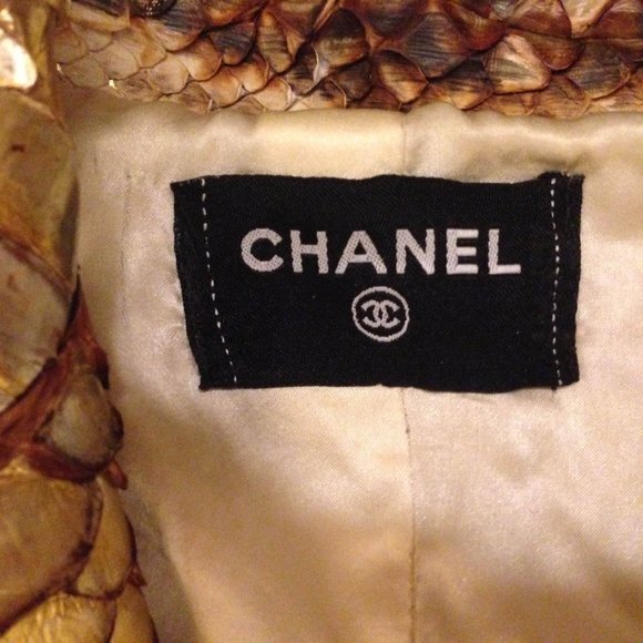 Chanel GENUINE natural grey tan metallic PYTHON jacket rtl $30K SZ US 2 4 FR 36 - Picture 5 of 6